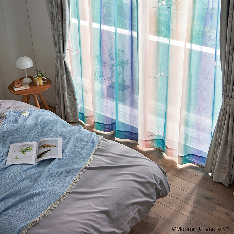 レースカーテン176cm丈1枚（オーロラボイル/パープル）A1048＜取り寄せ品＞