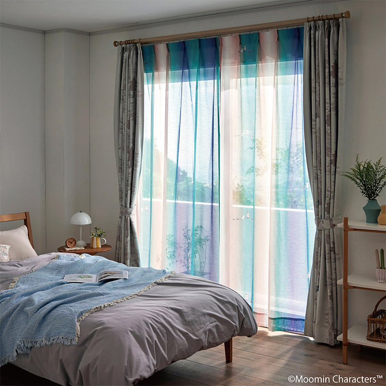 レースカーテン198cm丈1枚（オーロラボイル/パープル）A1048＜取り寄せ品＞