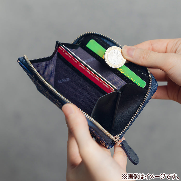 1月下旬頃お届け予定＊印傳屋コラボ 小銭入れ 波柄（紺地白漆）【公式限定】＜予約商品＞
