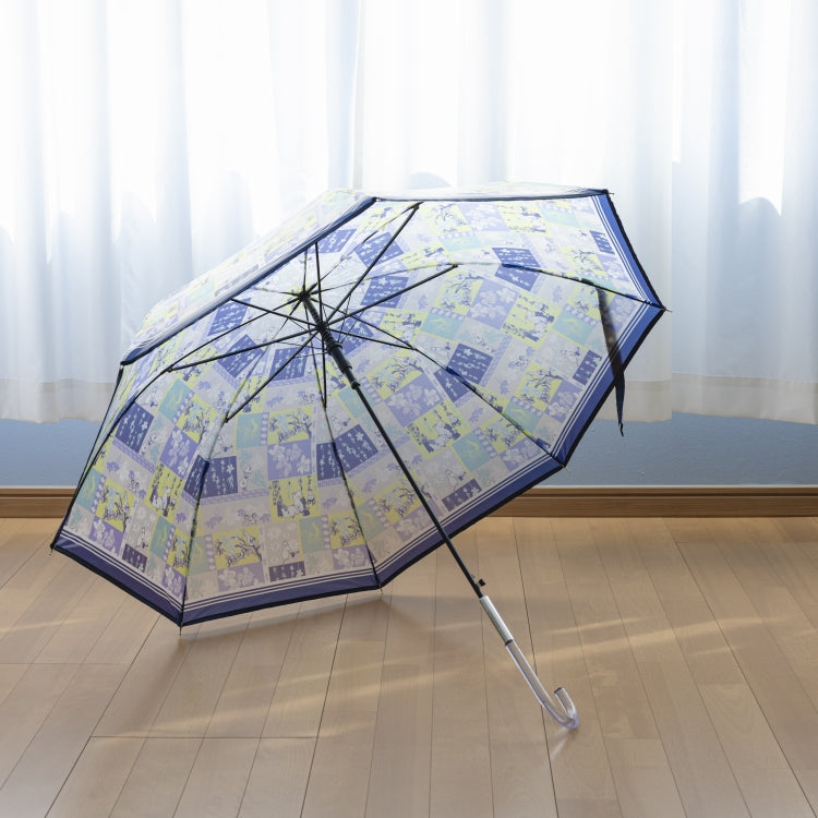 半透明ロング雨傘（パッチワーク/ネイビー）TG26J7679【ラッピング対象外】