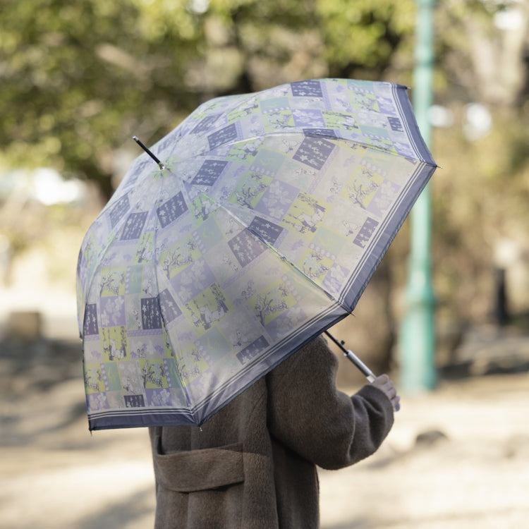 半透明ロング雨傘（パッチワーク/ネイビー）TG26J7679【ラッピング対象外】