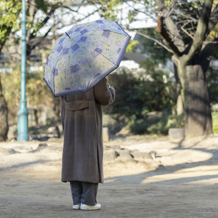 半透明ロング雨傘（パッチワーク/ネイビー）TG26J7679【ラッピング対象外】