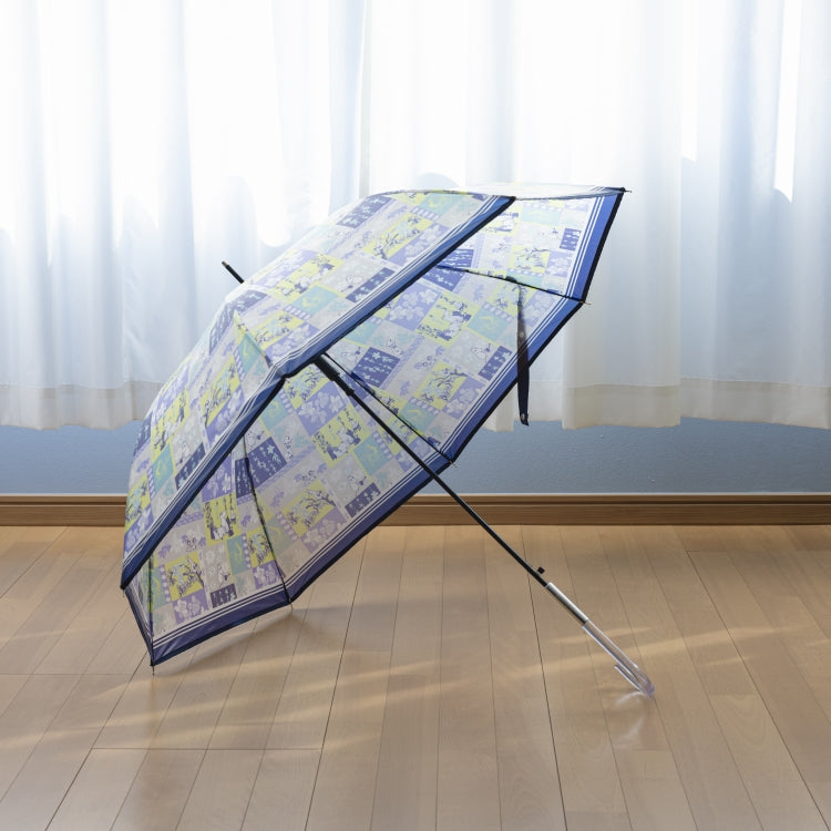 半透明ロング雨傘（パッチワーク/ネイビー）TG26J7679【ラッピング対象外】