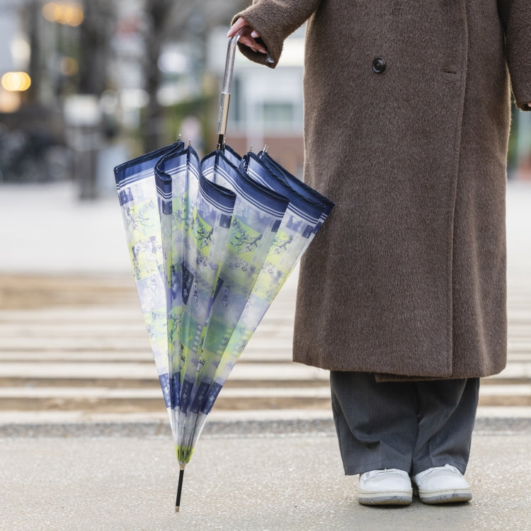 半透明ロング雨傘（パッチワーク/ネイビー）TG26J7679【ラッピング対象外】