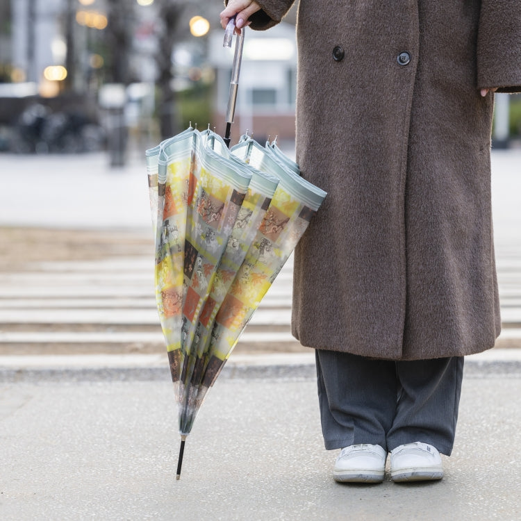 半透明ロング雨傘（パッチワーク/ミント）TG26J7679【ラッピング対象外】