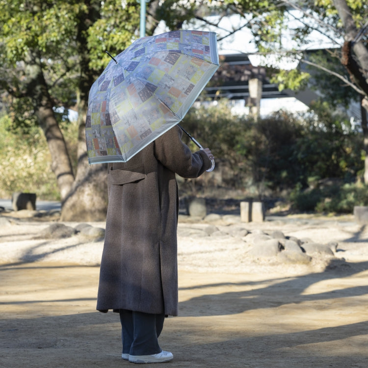 半透明ロング雨傘（パッチワーク/ミント）TG26J7679【ラッピング対象外】