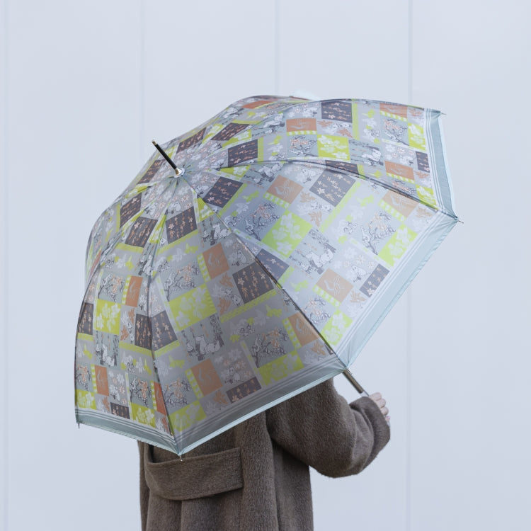 半透明ロング雨傘（パッチワーク/ミント）TG26J7679【ラッピング対象外】