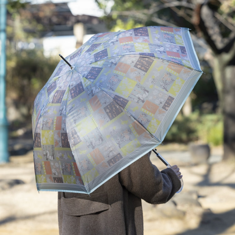 半透明ロング雨傘（パッチワーク/ミント）TG26J7679【ラッピング対象外】