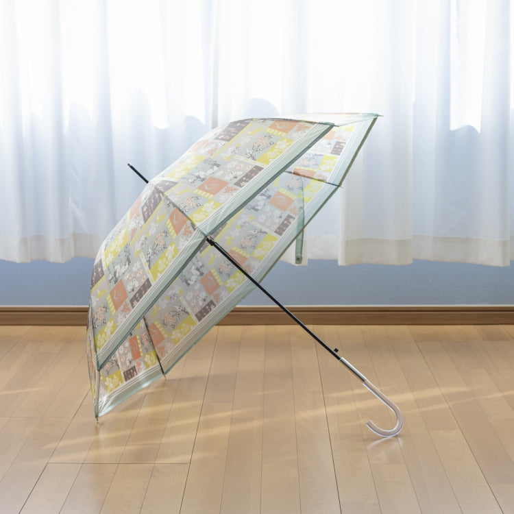 半透明ロング雨傘（パッチワーク/ミント）TG26J7679【ラッピング対象外】