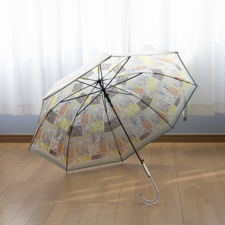 半透明ロング雨傘（パッチワーク/ミント）TG26J7679【ラッピング対象外】