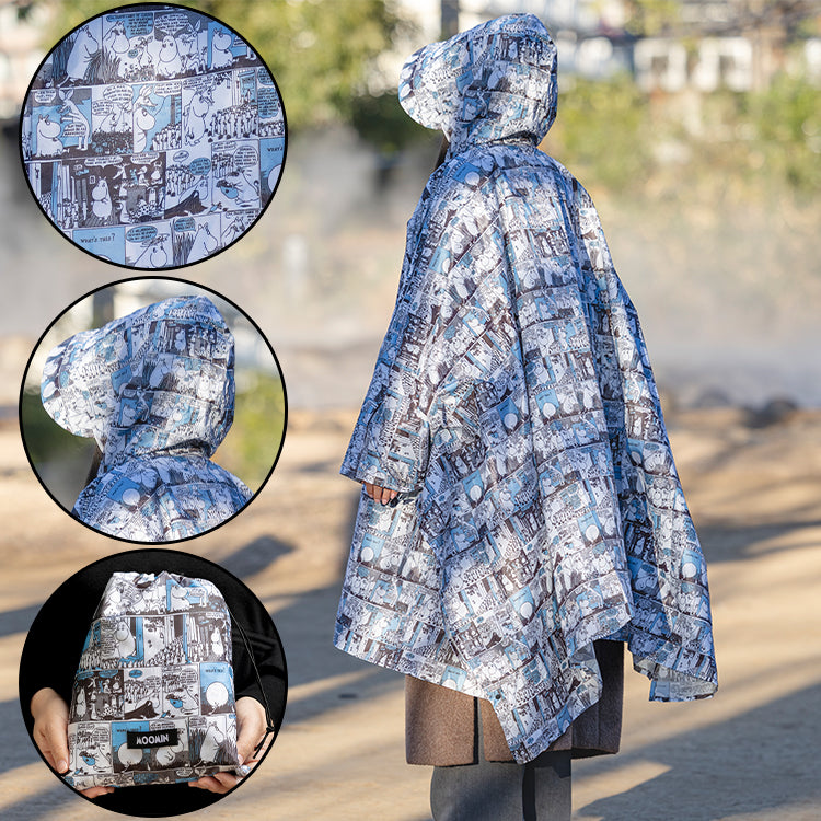 4月上旬頃お届け予定＊レインポンチョ（コミックパターン/ブルー