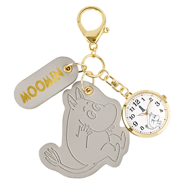 レザーチャーム付きキーチェーンウォッチ（ムーミン/GY）MOM025-2【航空便不可】