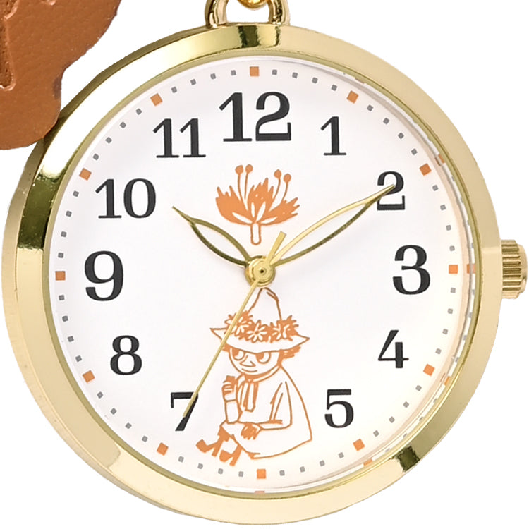 レザーチャーム付きキーチェーンウォッチ（スナフキン/BR）MOM025-4【航空便不可】