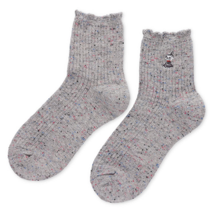 ロークルーリブソックス（リトルミイ刺しゅう/ミディアムグレー）MNL453501-003