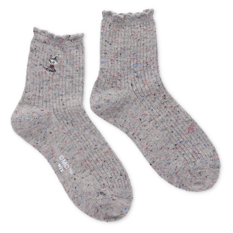 ロークルーリブソックス（リトルミイ刺しゅう/ミディアムグレー）MNL453501-003