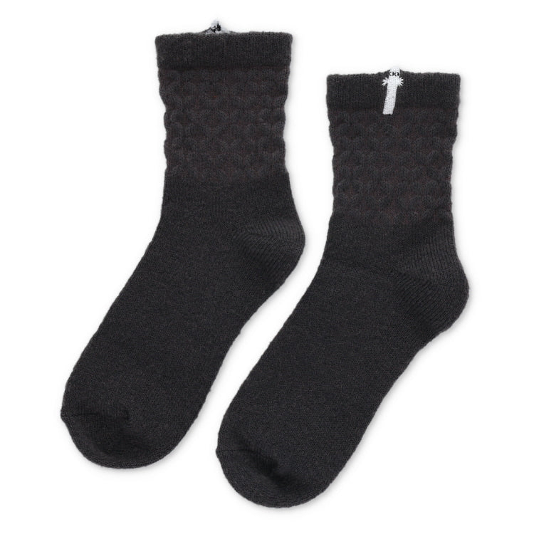 ロークルーソックス ふわふわニット（ニョロニョロ刺しゅう/ブラック）MNL453505-001