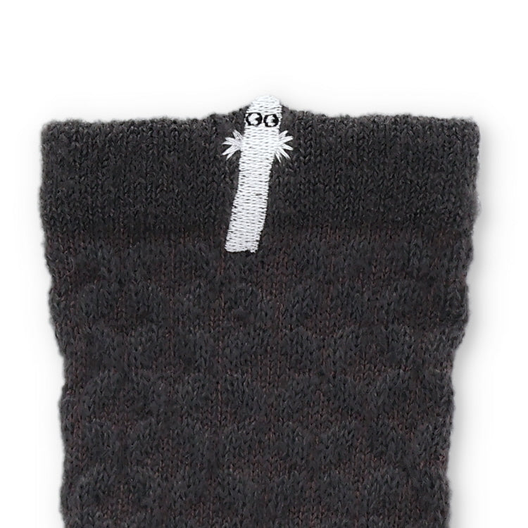 ロークルーソックス ふわふわニット（ニョロニョロ刺しゅう/ブラック）MNL453505-001
