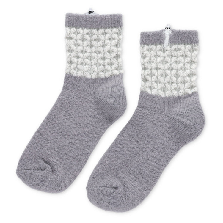 ロークルーソックス ふわふわニット（ニョロニョロ刺しゅう/ミディアムグレー）MNL453505-003