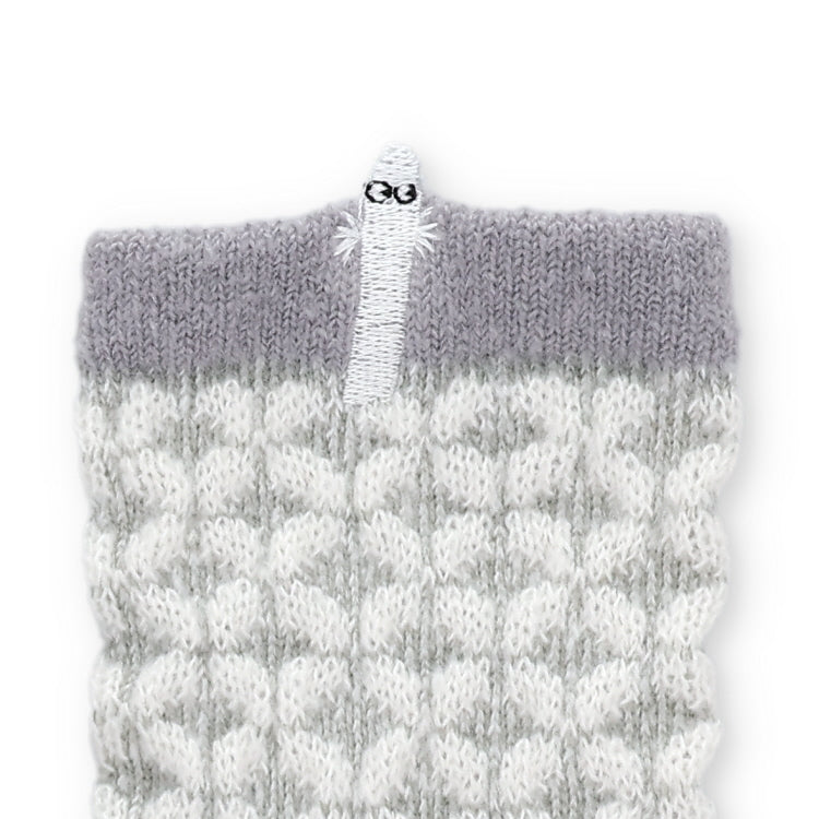 ロークルーソックス ふわふわニット（ニョロニョロ刺しゅう/ミディアムグレー）MNL453505-003