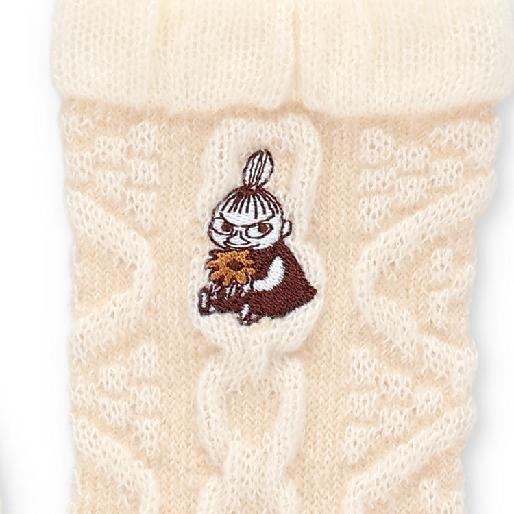 ロークルーソックス ふわふわニット（リトルミイ刺しゅう/アラン/オフホワイト）MNL453506-007