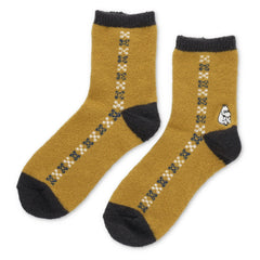 もふもふ ロークルーソックス ふわふわニット（ムーミン刺しゅう/イエロー