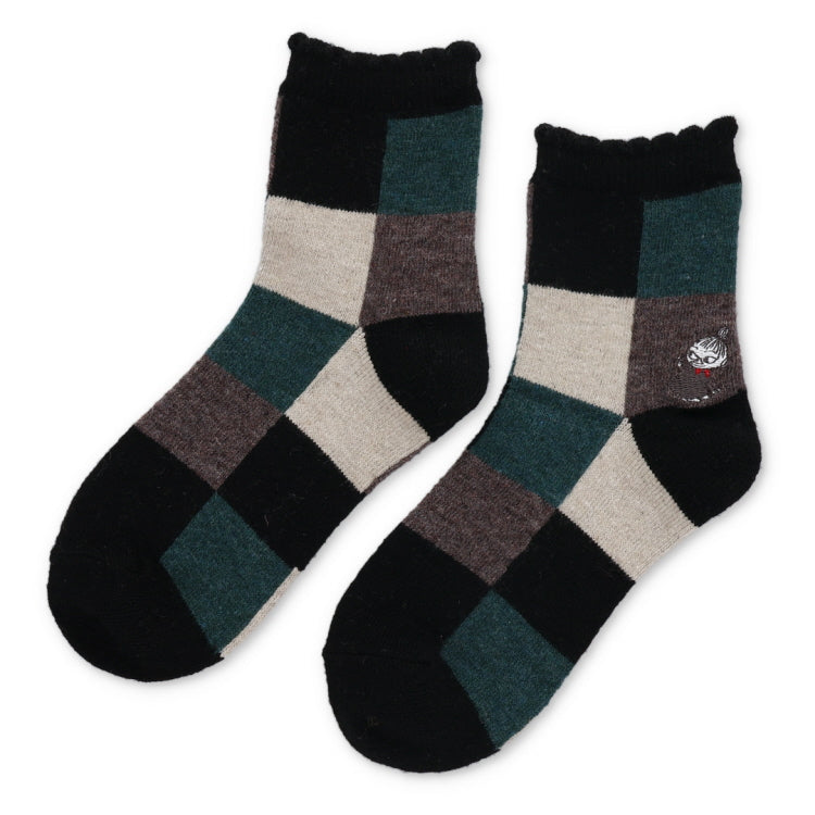 ロークルーソックス やわらかW（リトルミイ刺しゅう/ブラック）MNL453508-001