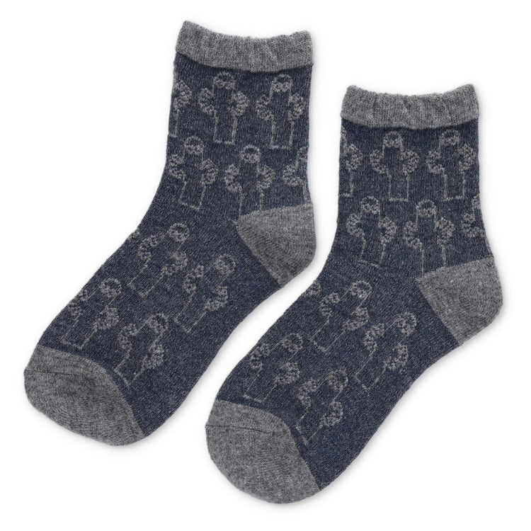 ロークルーソックス やわらかW（ニョロニョロ/逆スパ/ミディアムグレー）MNL453509-003