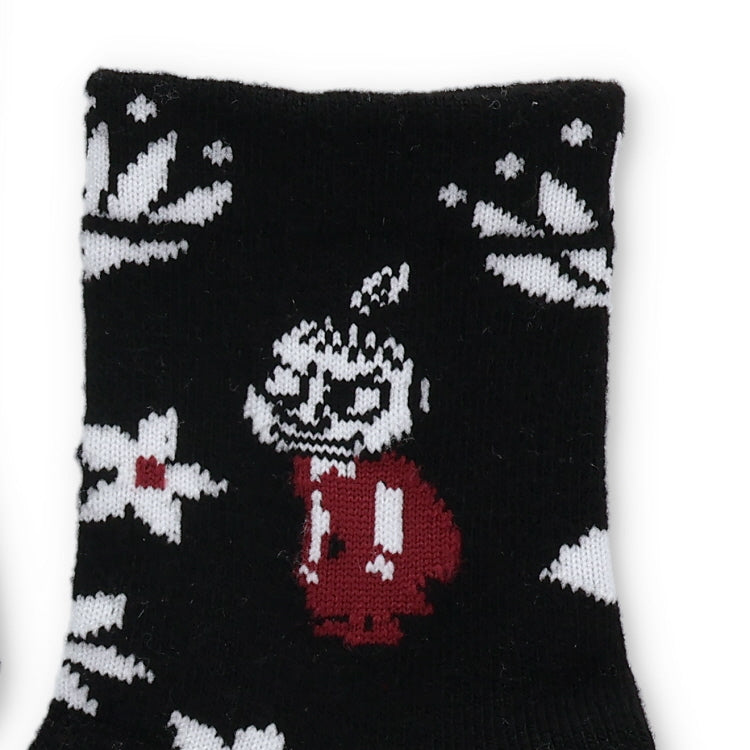 ロークルーソックス やわらかW（リトルミイと花柄/ブラック）MNL453510-001