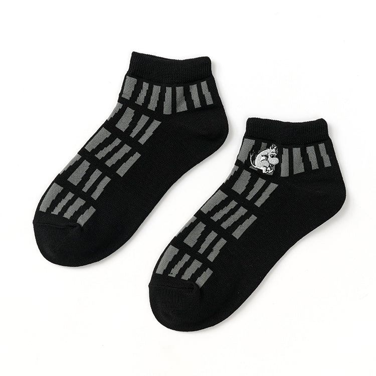 アンクルソックス（ムーミン刺しゅう/ブロック/ブラック）MNL662207-001