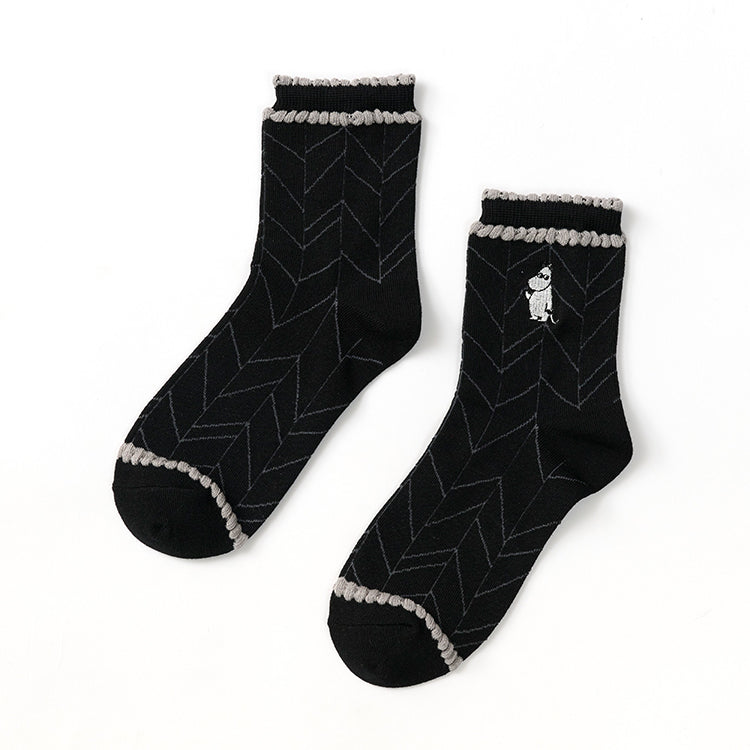 ロークルーソックス（ムーミン刺しゅう/枝/ブラック）MNL663210-001