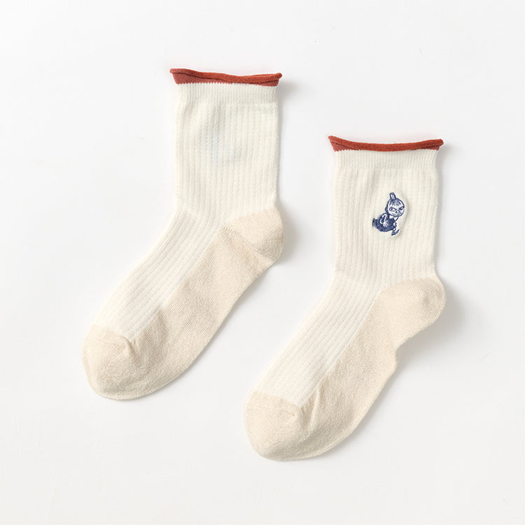 サーマル風ロークルーソックス（リトルミイ刺しゅう/アイボリー）MNL663224-005