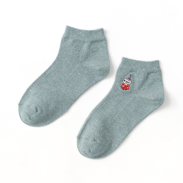 麻入りアンクルソックス（リトルミイ刺しゅう/ブルー）MNL662227-035