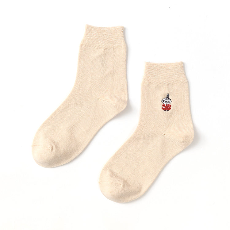 麻入りロークルーソックス（リトルミイ刺しゅう/ベージュ）MNL663228-016