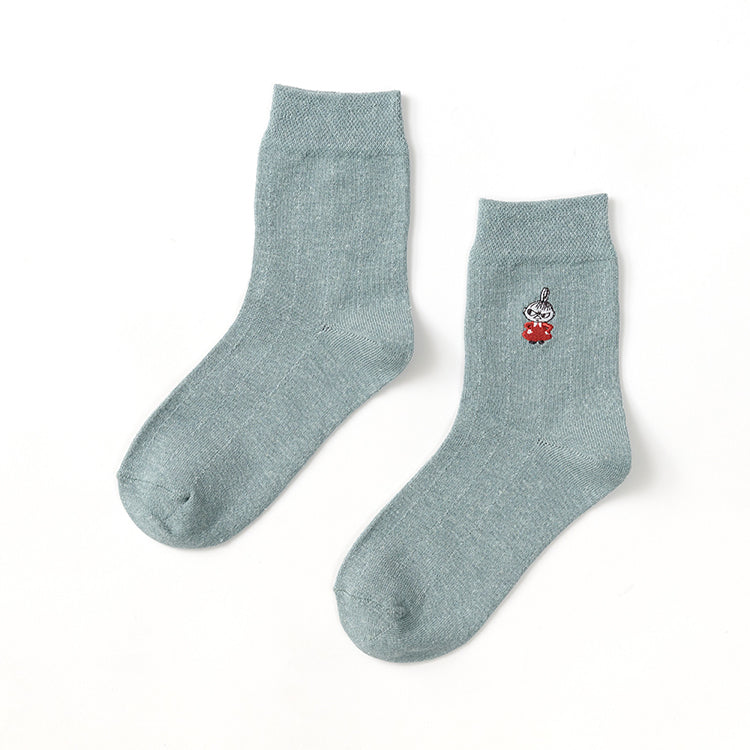 麻入りロークルーソックス（リトルミイ刺しゅう/ブルー）MNL663228-035