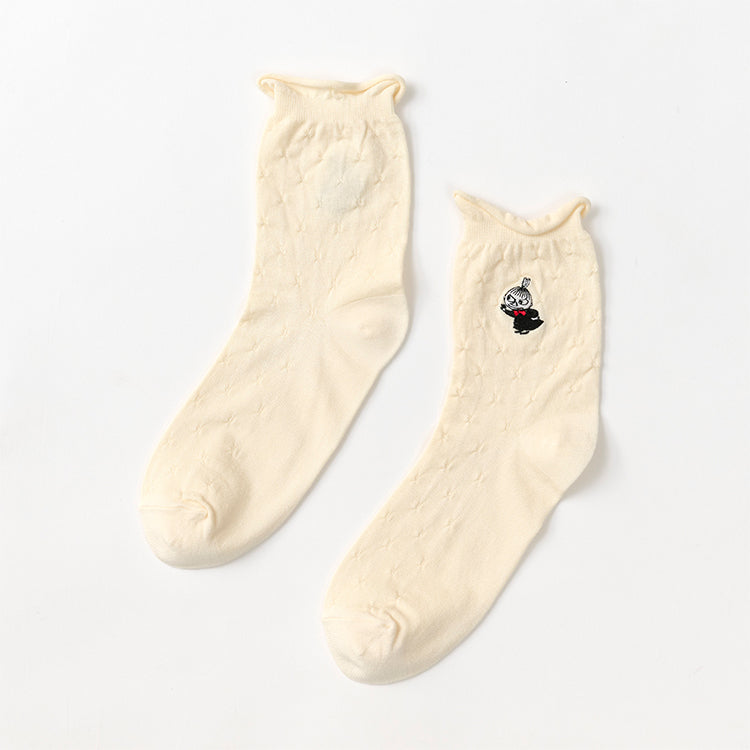 キルティング風ロークルーソックス（リトルミイ刺しゅう/アイボリー）MNL663270-005