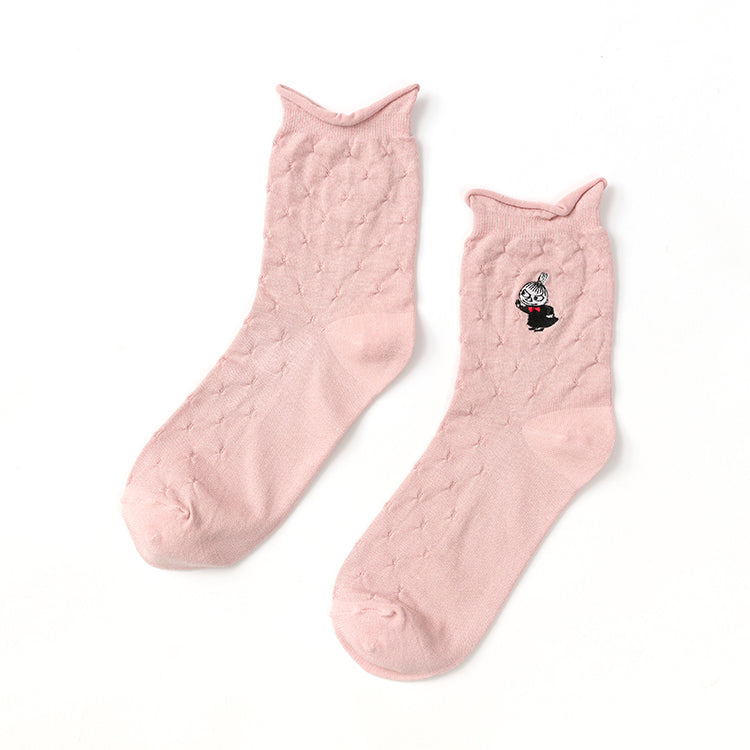 キルティング風ロークルーソックス（リトルミイ刺しゅう/ピンク）MNL663270-024