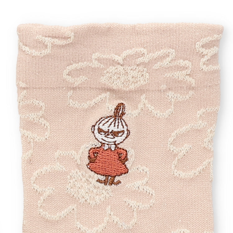 シルク入りロークルーソックス（リトルミイ刺しゅう/フラワー/ピンク）MNL663202-024