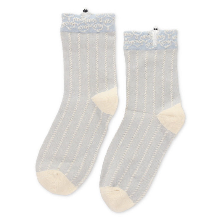 シルク入りロークルーソックス（ニョロニョロ刺しゅう/ミディアムグレー）MNL663203-003