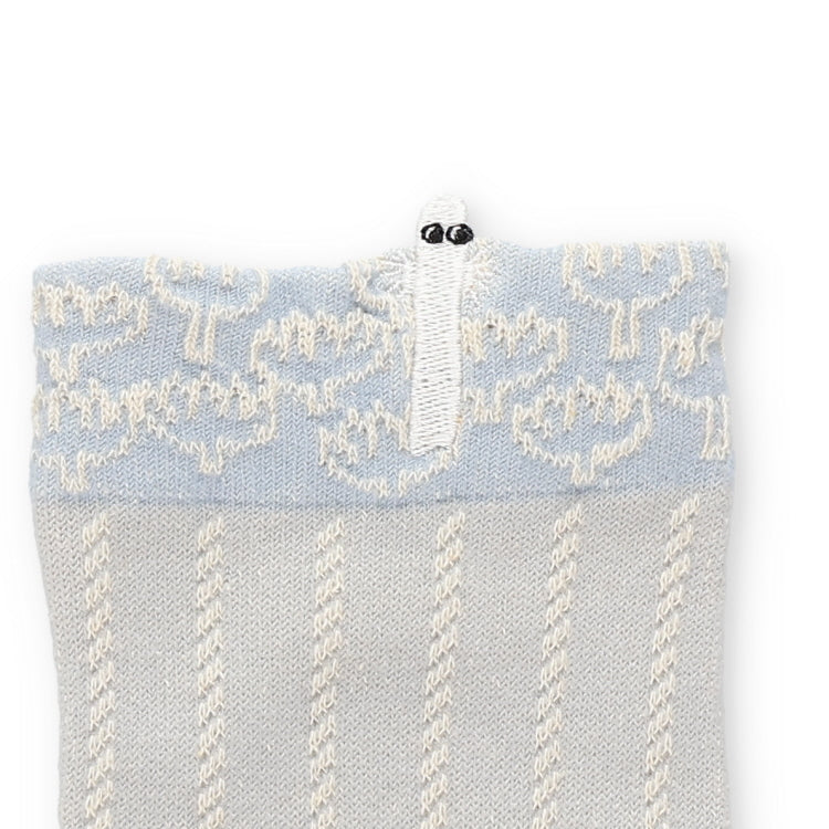 シルク入りロークルーソックス（ニョロニョロ刺しゅう/ミディアムグレー）MNL663203-003