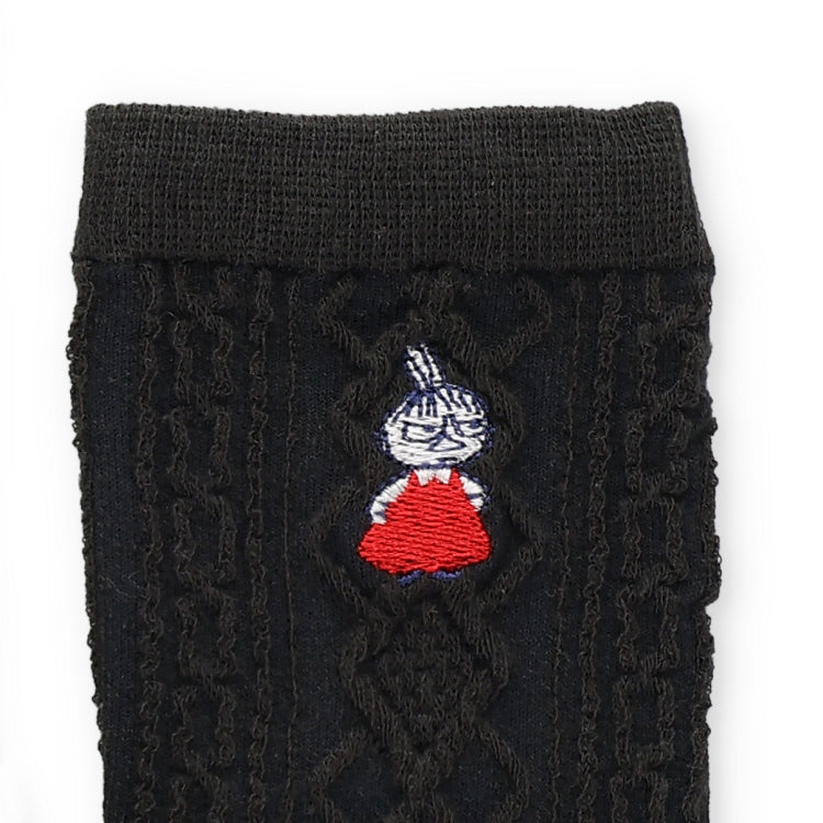 リンクス風ロークルーソックス（リトルミイ刺しゅう/チャコール）MNL663204-002