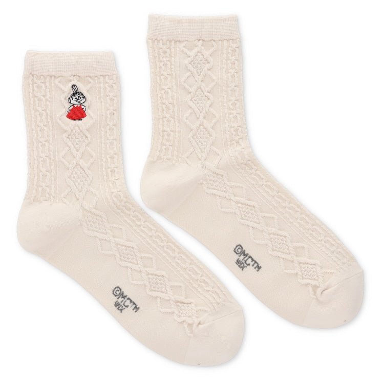 リンクス風ロークルーソックス（リトルミイ刺しゅう/オフホワイト）MNL663204-007