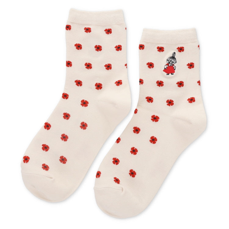 ロークルーソックス（リトルミイ刺しゅう/小花/オフホワイト）MNL663206-007