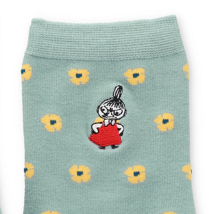 ロークルーソックス（リトルミイ刺しゅう/小花/グリーン）MNL663206-046