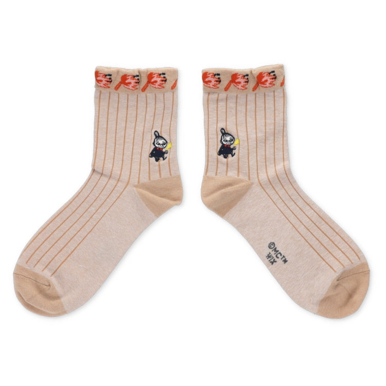 ロークルーソックス（リトルミイ刺繍/ストライプ/ベージュ）MNL663276-016