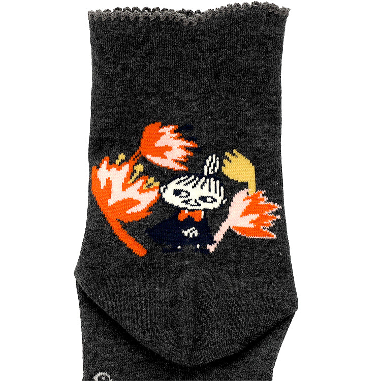 ロークルーソックス（リトルミイ刺繍/花/チャコール）MNL663277-002