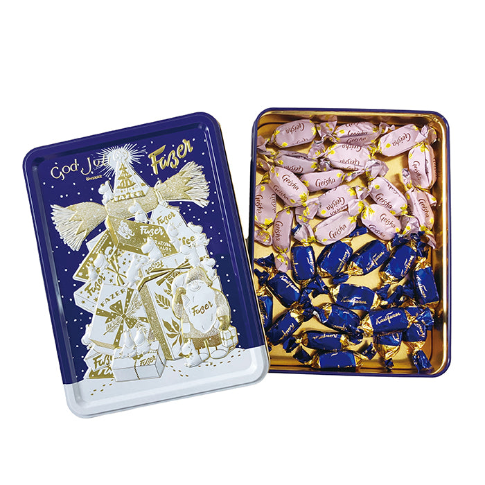 Fazer GodJulデザイン缶入りチョコレート（ブルー）FAZ170172※