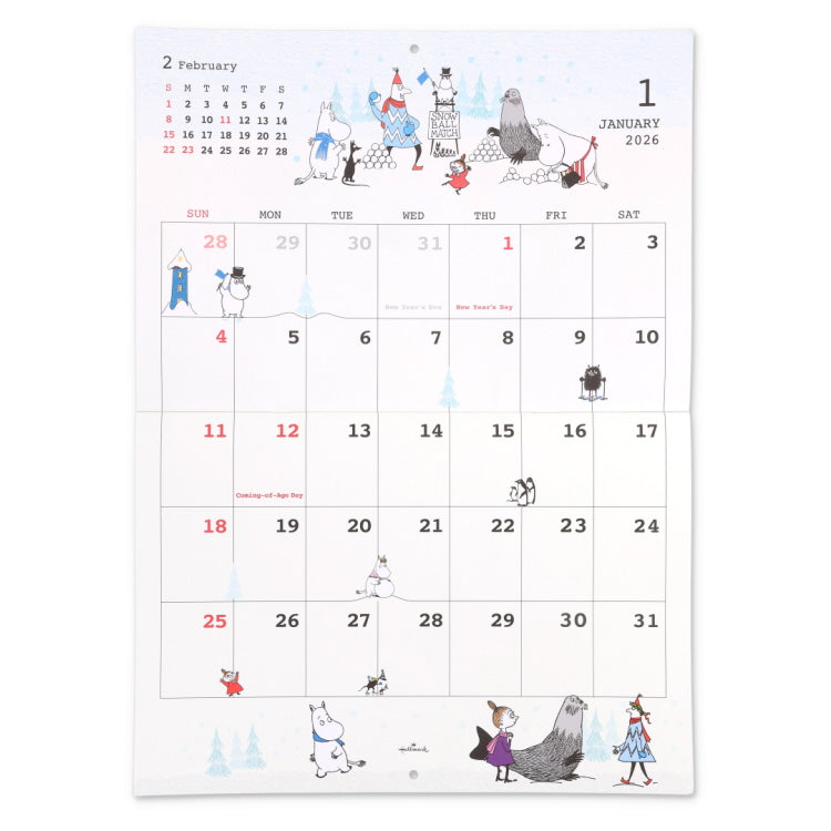 二つ折り壁掛けカレンダー大（リトルミイ）845377【2026年1月始まり】▲SALE