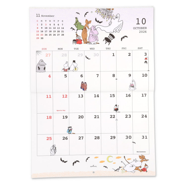 二つ折り壁掛けカレンダー大（リトルミイ）845377【2026年1月始まり】▲SALE