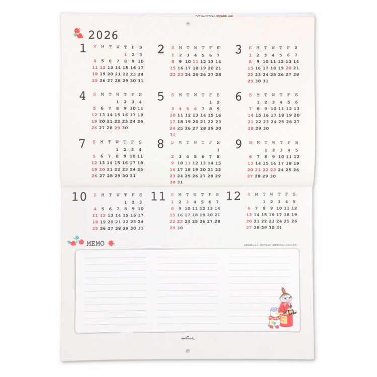 二つ折り壁掛けカレンダー大（リトルミイ）845377【2026年1月始まり】▲SALE