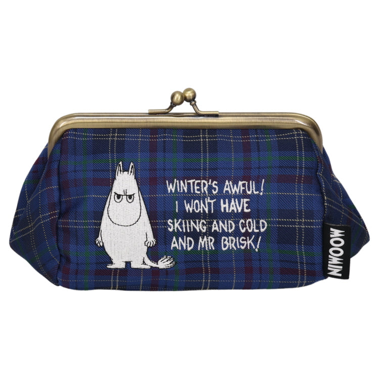 チェックジャガードがま口ポーチ（ムーミン/BL）MM-9424 - MOOMIN SHOP